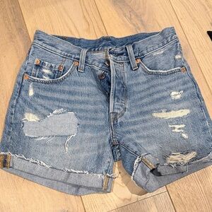 Levi's Light Blue Distressed Jean Shorts
